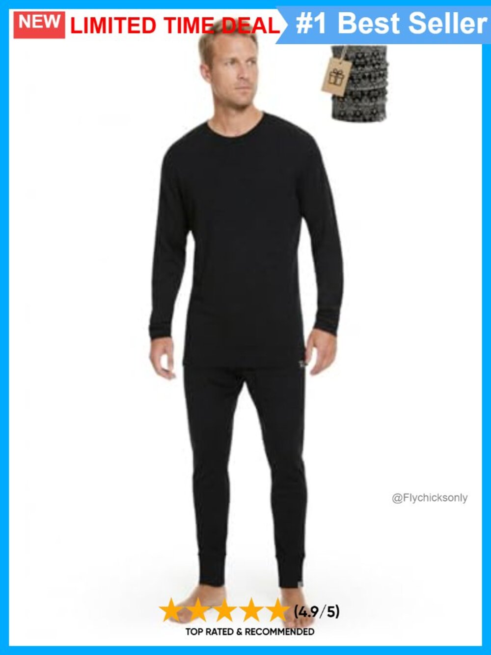 Merino Wool Base Layer Set Men Midweight Thermal Pajamas 100% Merino Wool